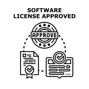 Software license approval process vector illustrating authorization 스톡 일러스트