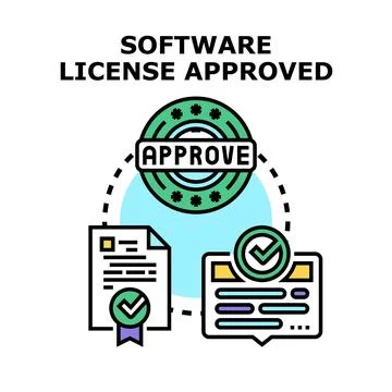 Software license approval process vector illustrating authorization Stock Illustration
