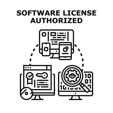 Software license authorization verification across multiple devices Stock Illustration