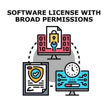 Software license with broad permissions access concept Stock-Illustration