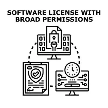 Software license with broad permissions access concept 스톡 일러스트