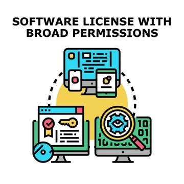 Software license broad permissions allowing digital freedom Stock Illustration