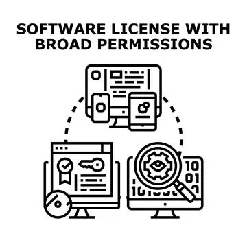 Software license broad permissions allowing digital freedom 库存插图