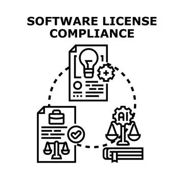 Software license compliance concept protecting intellectual property 스톡 일러스트