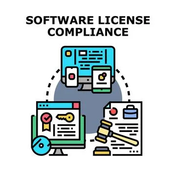 Software license compliance concept protecting intellectual property Stock Illustration