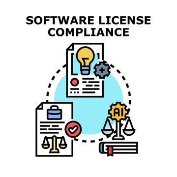 Software license compliance concept protecting intellectual property Stock Illustration