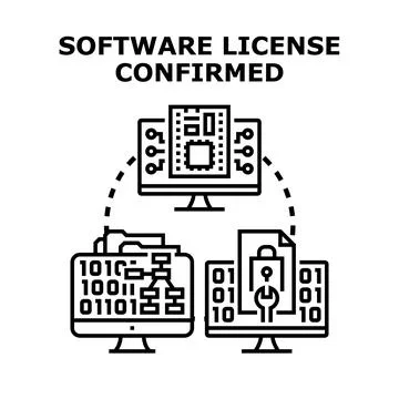 Software license confirmation and digital product validation process Stockillustratie