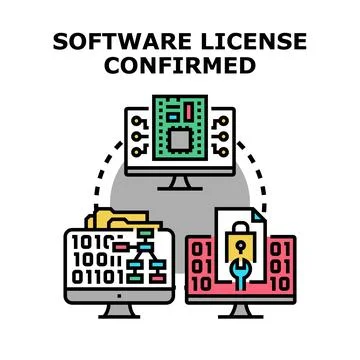 Software license confirmation and digital product validation process Stock Illustration
