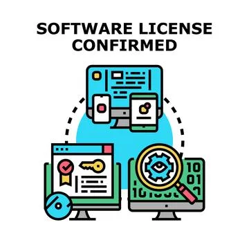 Software license confirmation protecting digital security Stockillustratie