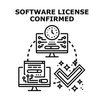 Software license confirming digital rights management process Stock Illustration