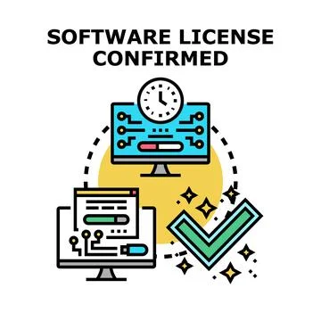 Software license confirming digital rights management process Illustrazione stock