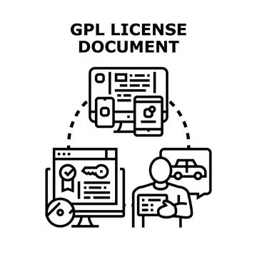 Software license document, concept of open source and legal agreement 库存插图
