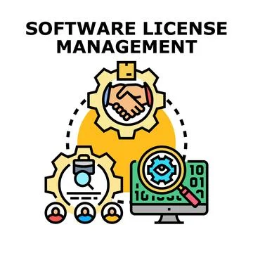 Software license management concept exploring legal agreements 스톡 일러스트