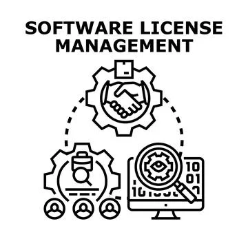 Software license management concept exploring legal agreements Stock Illustration