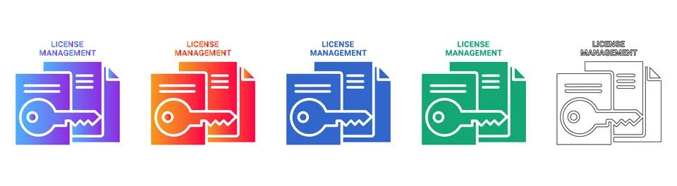 Software License Management Document Icons Stock Illustration