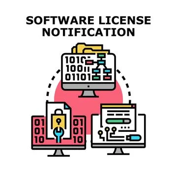 Software license notification concept with digital security Stockillustratie
