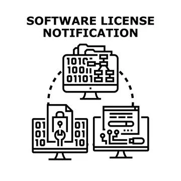 Software license notification concept with digital security Stock Illustration