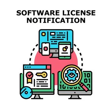 Software license notification concept with verification and data security Stock-Illustration