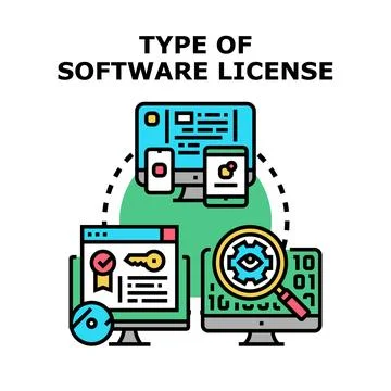 Software license type concept for digital distribution Ilustración de archivo