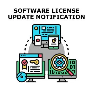 Software license update notification concept vector illustration Ilustración de archivo