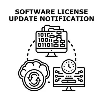 Software license update notification managing renewal process Stock Illustration