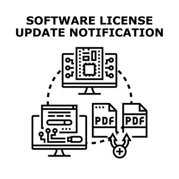 Software license update notification managing digital documentation Stock Illustration