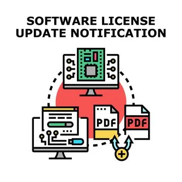 Software license update notification managing digital documentation Stock Illustration