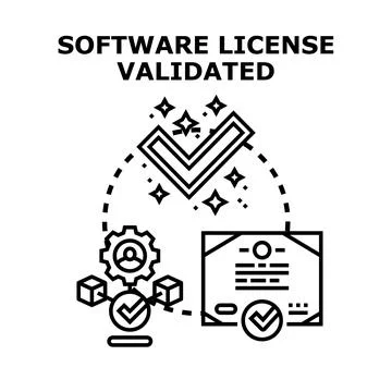 Software license validated for secure authentication process Stock Illustration