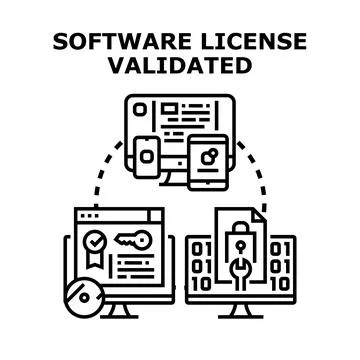 Software license validation and digital access concept 库存插图