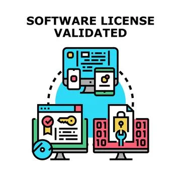 Software license validation and digital access concept 库存插图