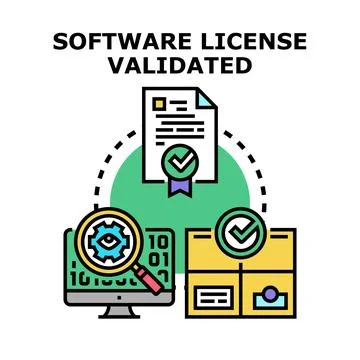 Software license validation process with digital security Ilustración de archivo