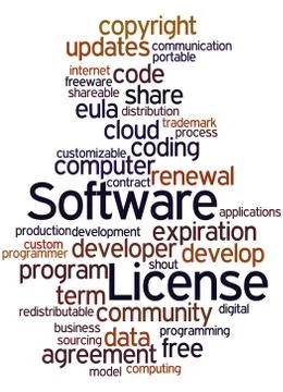 Software License, word cloud concept Illustrazione stock
