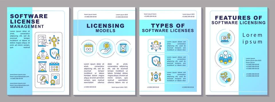 Software licenses management brochure template Illustrazione stock