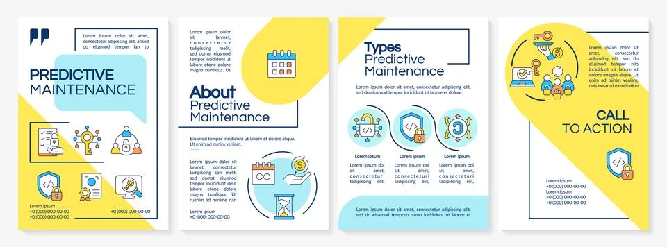 Software licenses types blue and yellow brochure template 库存插图