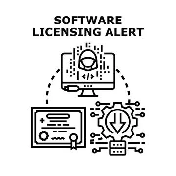 Software licensing alert concept vector protecting data 库存插图