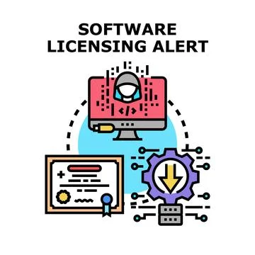 Software licensing alert concept vector protecting data Stockillustratie