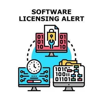 Software licensing alert protecting digital data systems management 库存插图