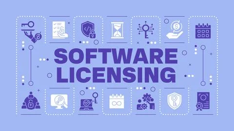 Software licensing blue word concept Stock Illustration