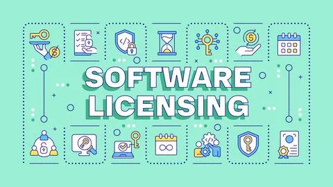 Software licensing cyan word concept 스톡 일러스트