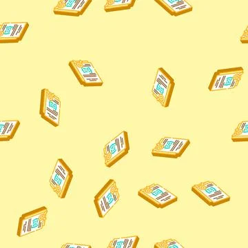 Software licensing isometric icon seamless pattern イラスト素材