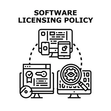 Software licensing policy concept managing digital rights Stock Illustration