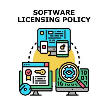 Software licensing policy concept managing digital rights Stock Illustration
