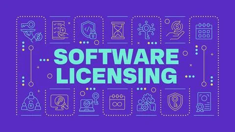 Software licensing purple word concept Stock Illustration