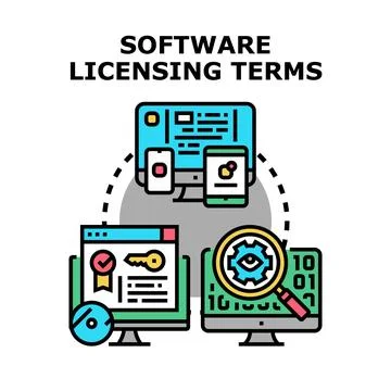Software licensing terms and digital product usage Stock Illustration