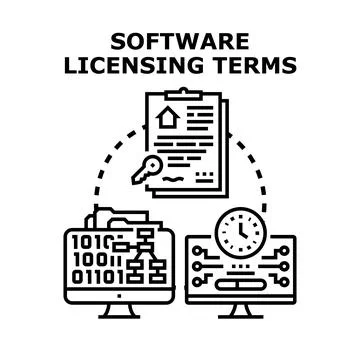 Software licensing terms and digital rights management concept Stock Illustration