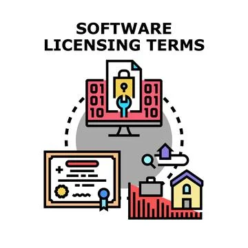 Software licensing terms managing digital access agreements Stock Illustration