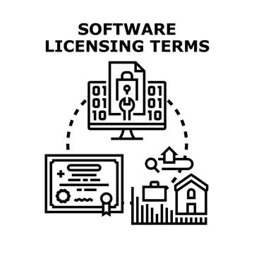 Software licensing terms managing digital access agreements Illustrazione stock