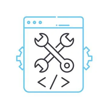 Software line icon, outline symbol, vector illustration, concept sign Ilustración de archivo