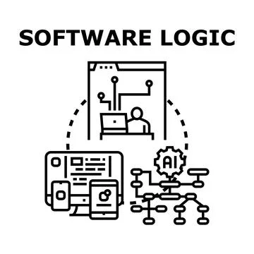 Software logic concept creating program coding system 库存插图