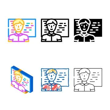 Software looks engineer worker color icon vector Stock Illustration